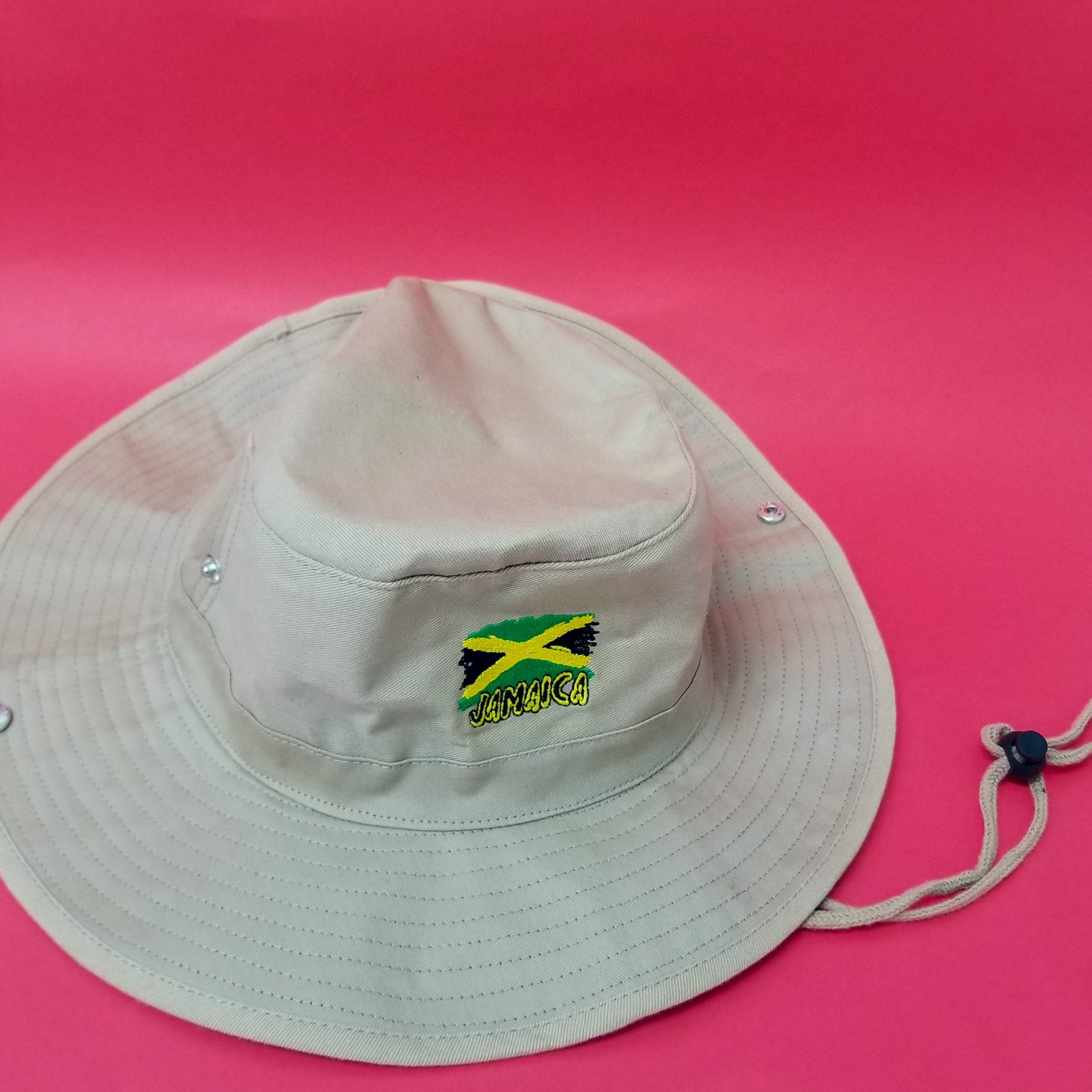 Jamaican Flag Embroidered Safari Hat 