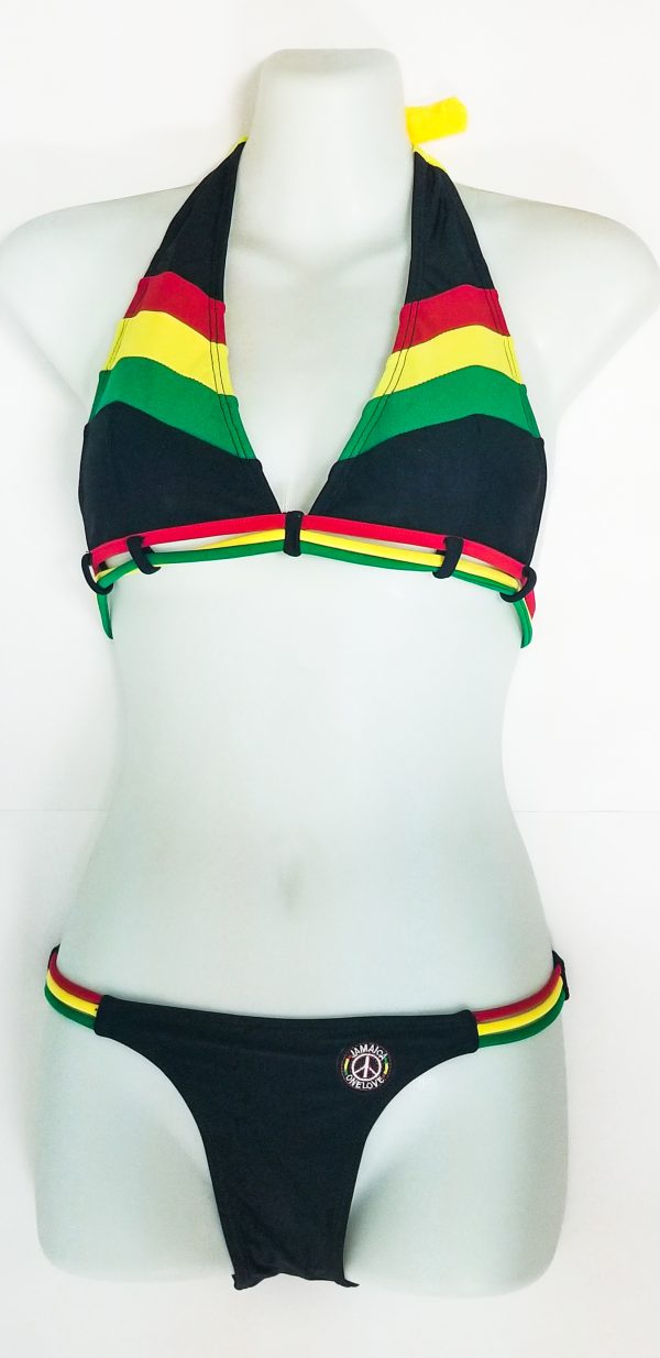 Reggae Girl Reggae Rasta Flag Bikini Swimsuit With Rasta String Accents 876 Worldwide